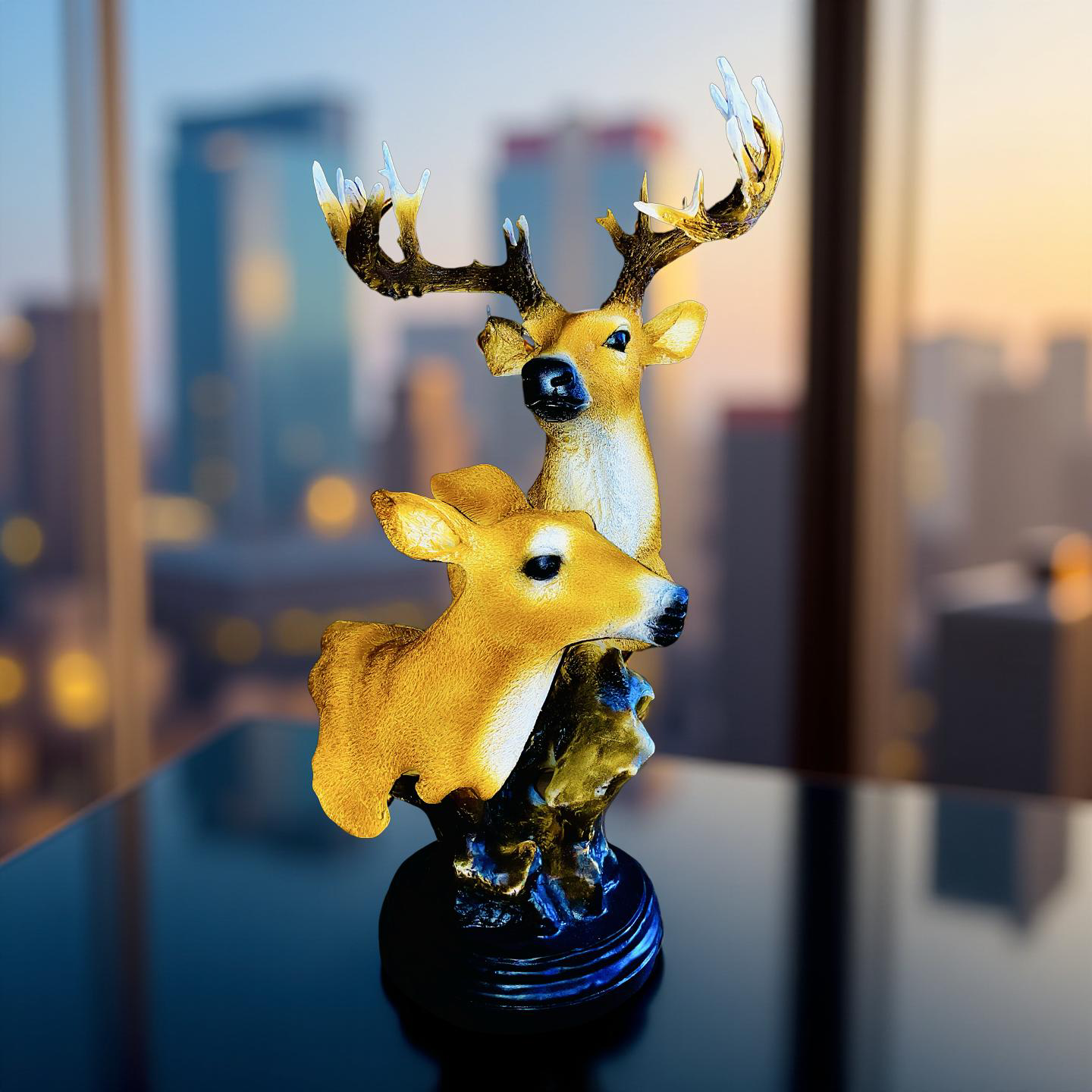 Golden Deer Duo – Couple Table Sculpture