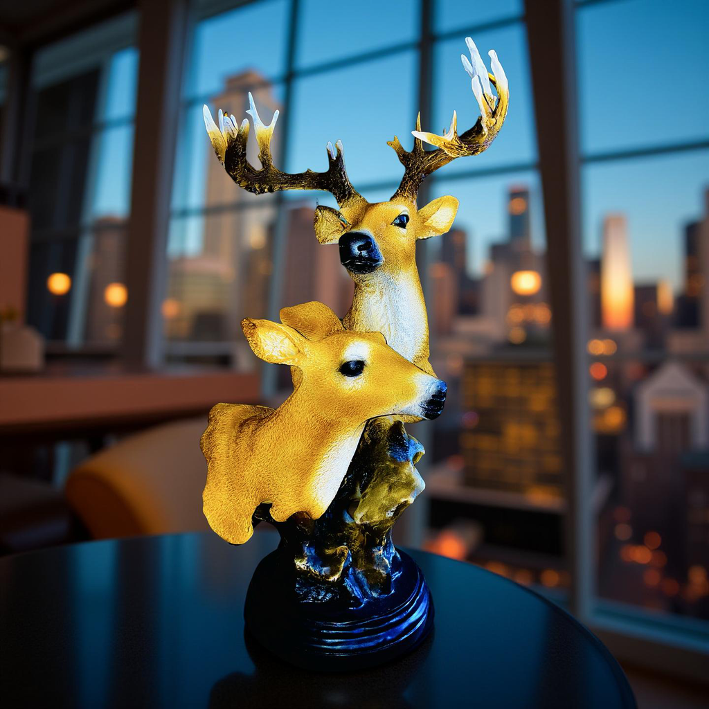 Golden Deer Duo – Couple Table Sculpture