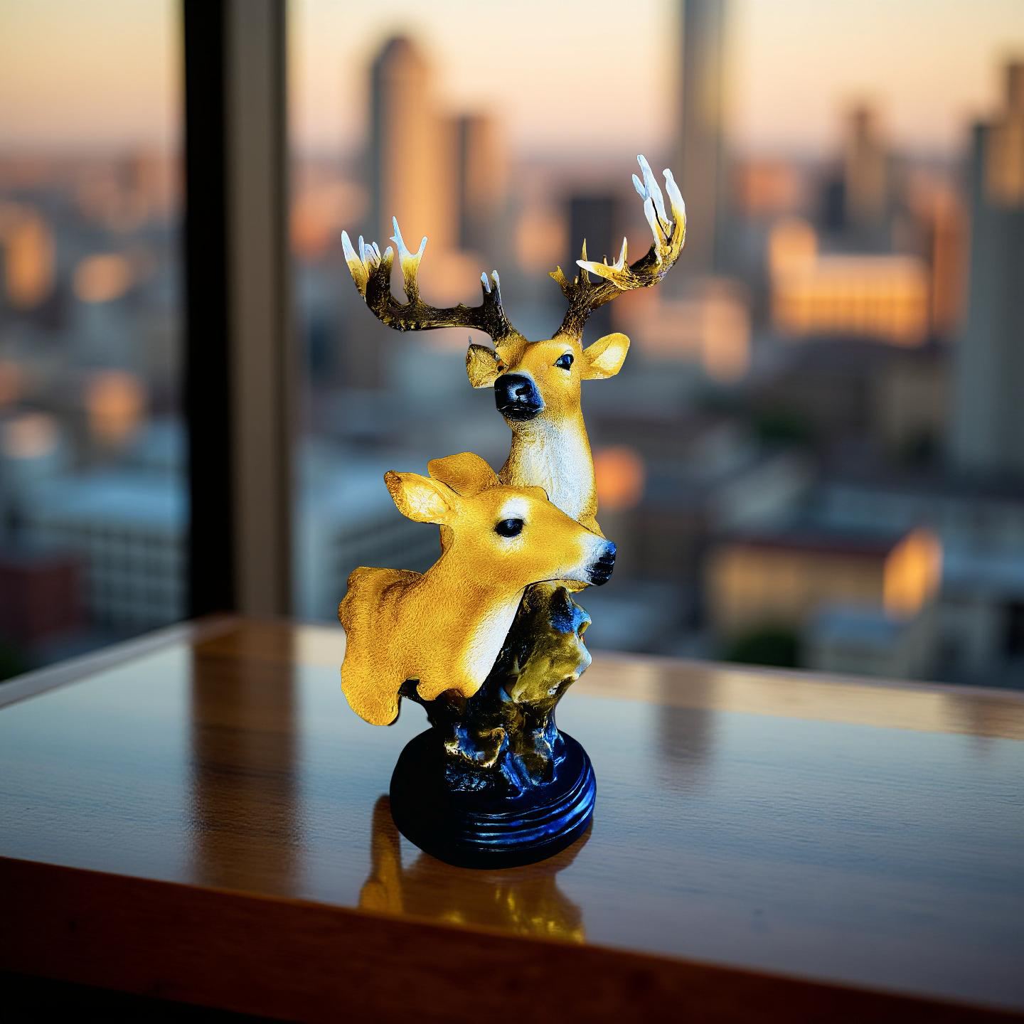 Golden Deer Duo – Couple Table Sculpture