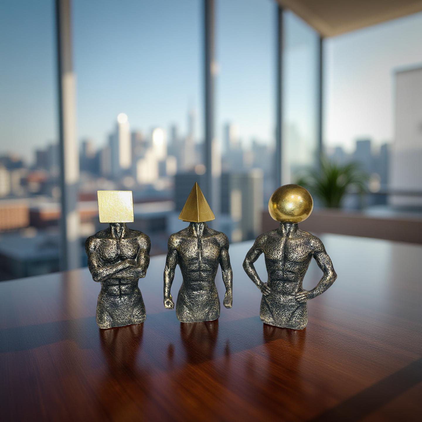Geometric Thinkers Trio – Resin Figurines