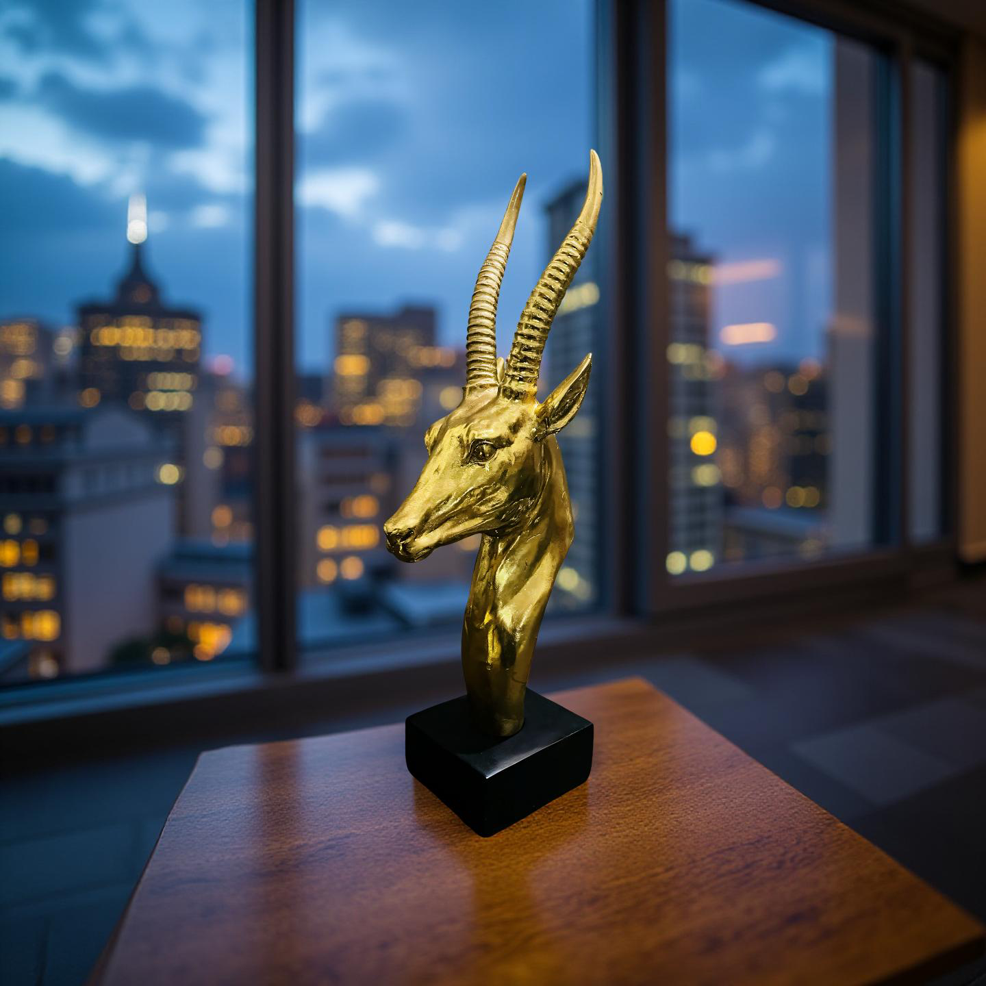 Golden Antelope Head Sculpture